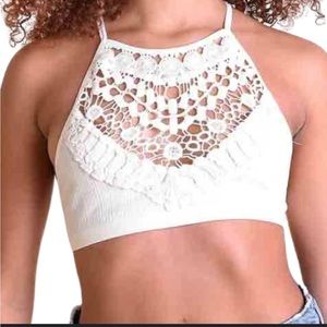 IVORY HIGH NECK LACE CROCHET BRALETTE